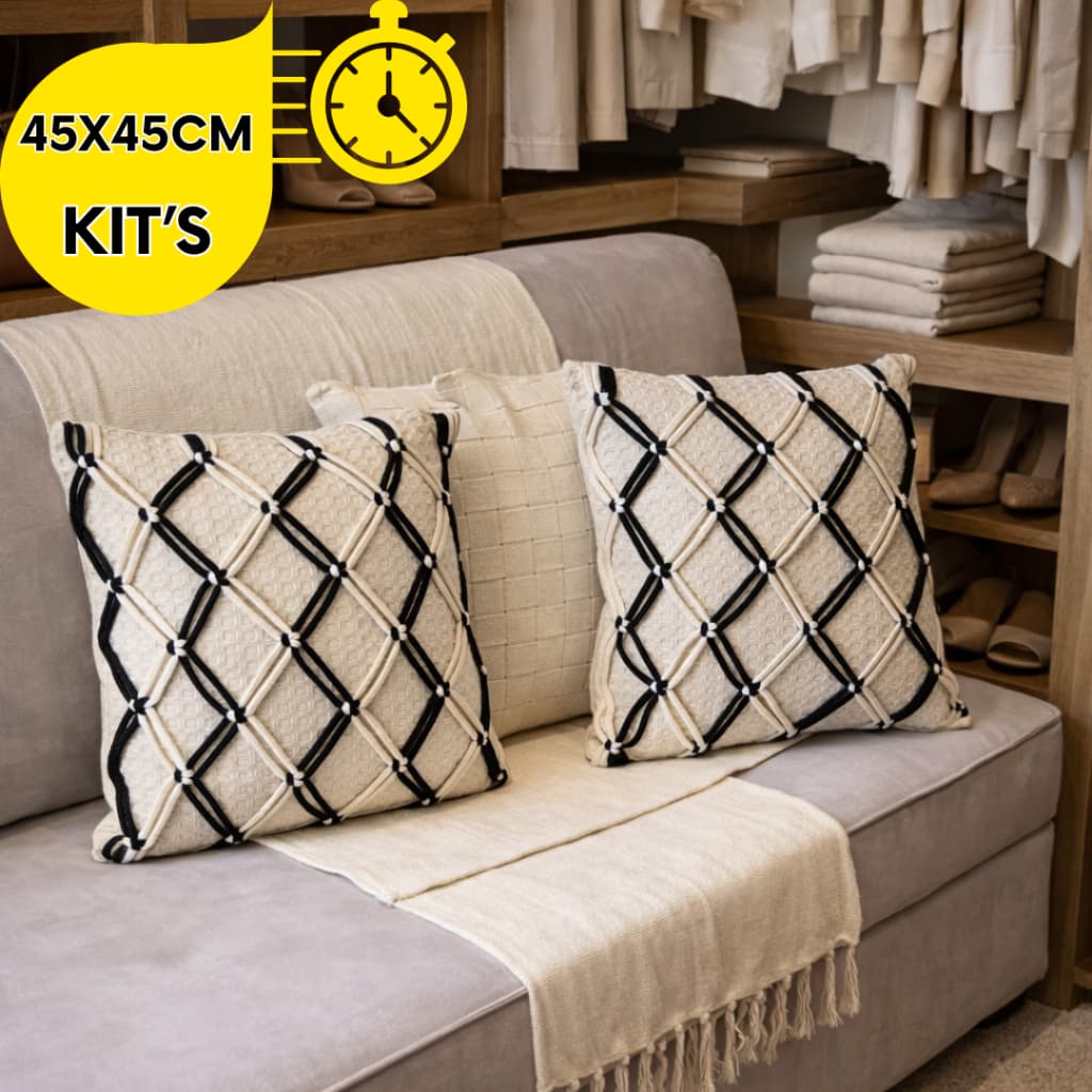 KIT 1/2/3/ CAPA DE ALMOFADA FEITA À MÃO LUXO COM SOFISTICAÇÃO PARA SALAS, QUARTOS, VARANDAS OU SOFÁS