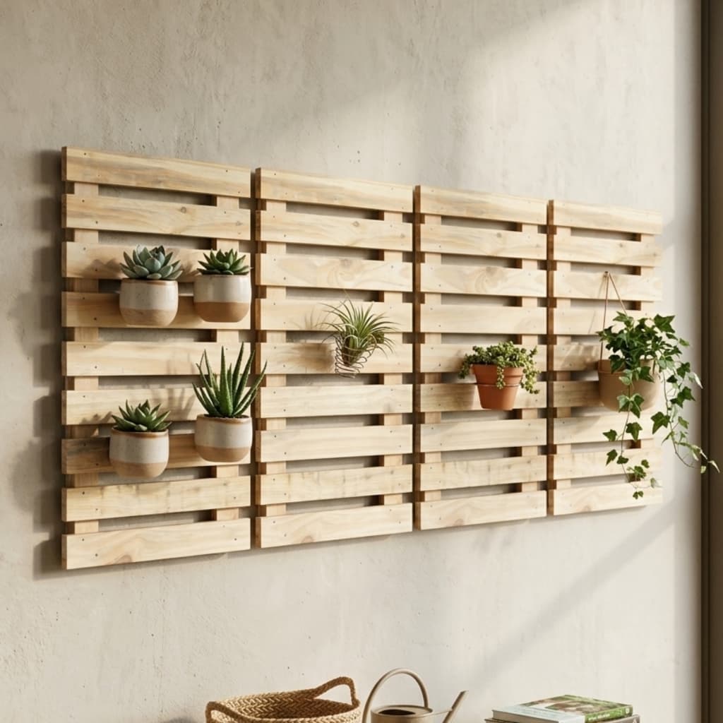 Treliça Jardim Vertical Painel De Madeira Kit 4 Floreiras Envernizadas
