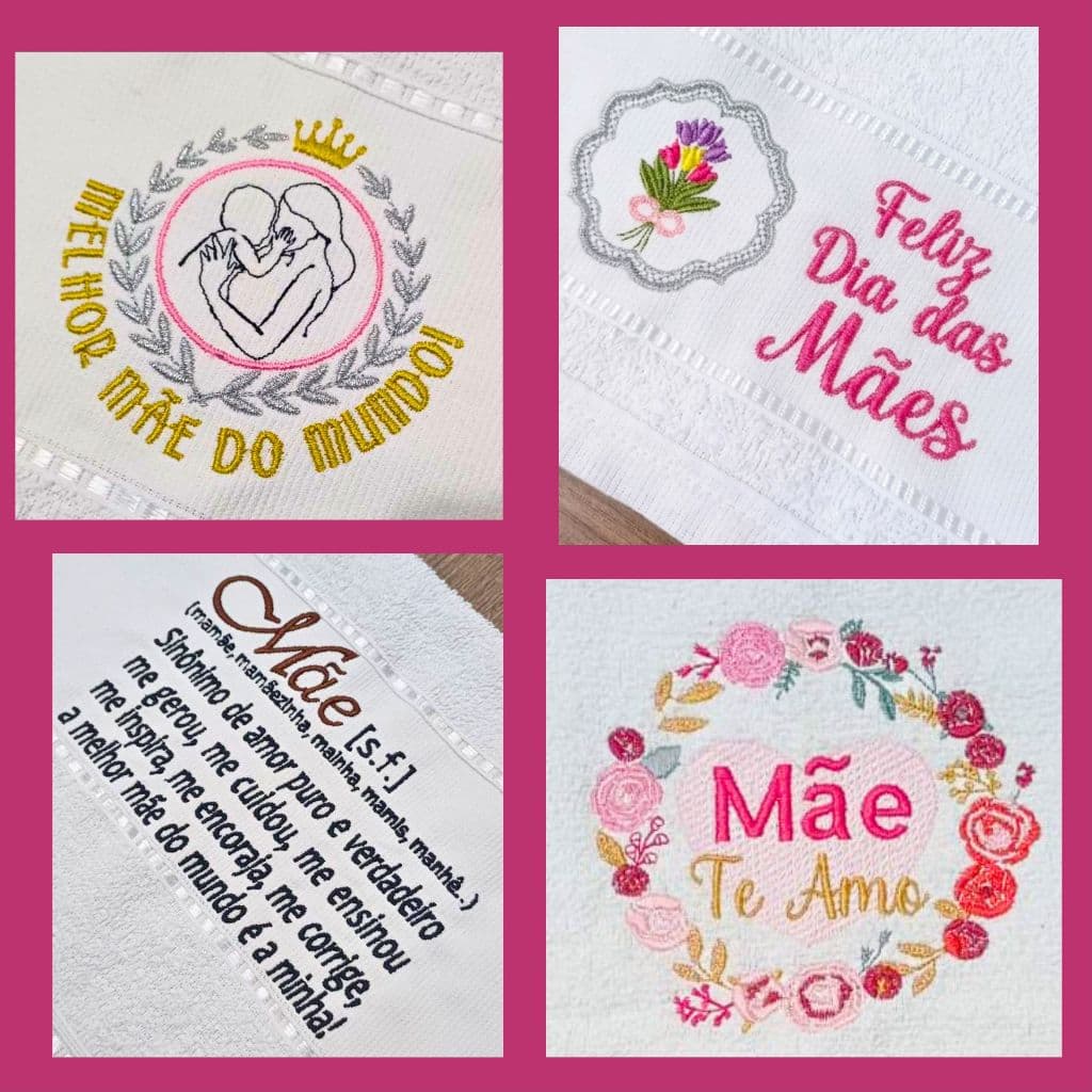 Toalhinhas Bordada para o Dia das MÃES! Medida 21x38cm (FRASE OU NOME PERSONALIZADO)