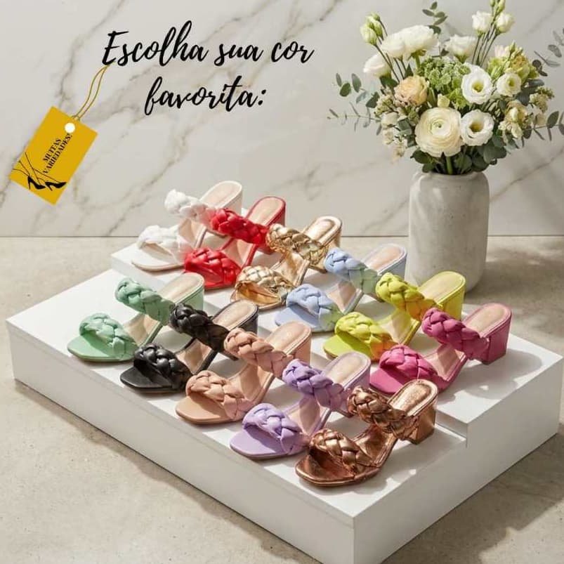 Tamanco Trançado Feminino Com Salto Bloco - Confortável, Leve e Macio - Todas as Cores