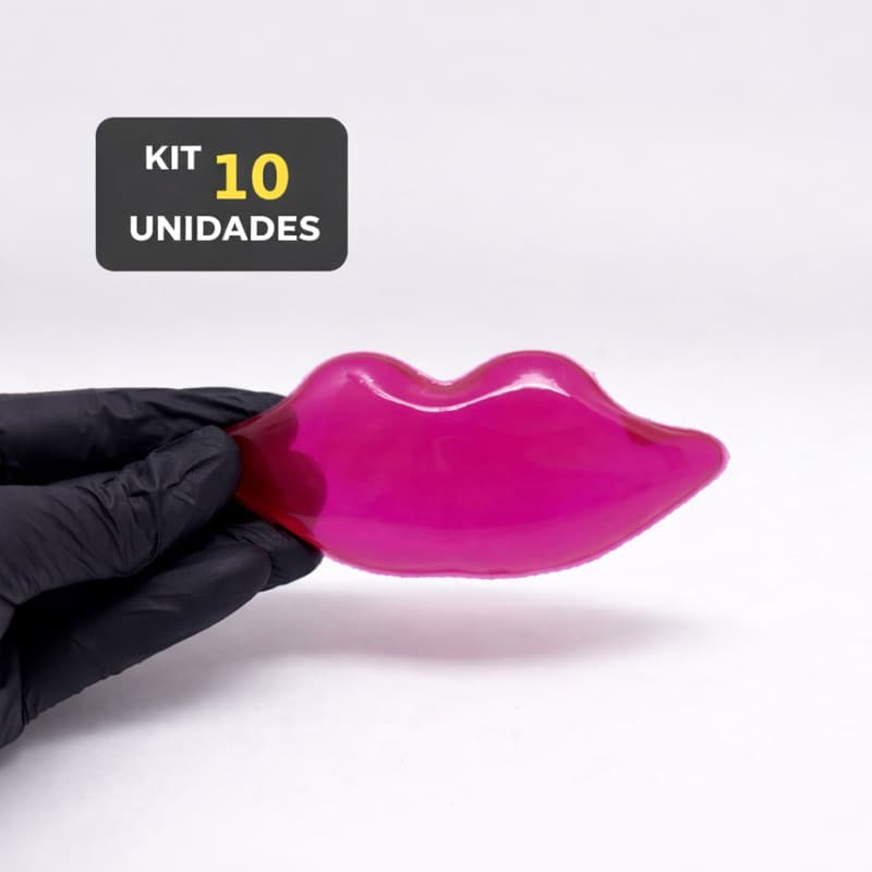 Kit com Gelos Formato Boca Vermelho Bolsa Gel Sachet Reutilizável Estética 10 Unidades 11,00 x 4,50 cm