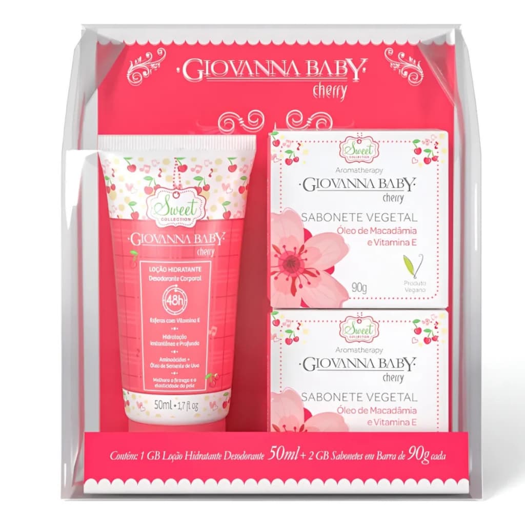 Kit Giovanna Baby Cherry Hidratante 50ml + 2 Sabonetes 90g