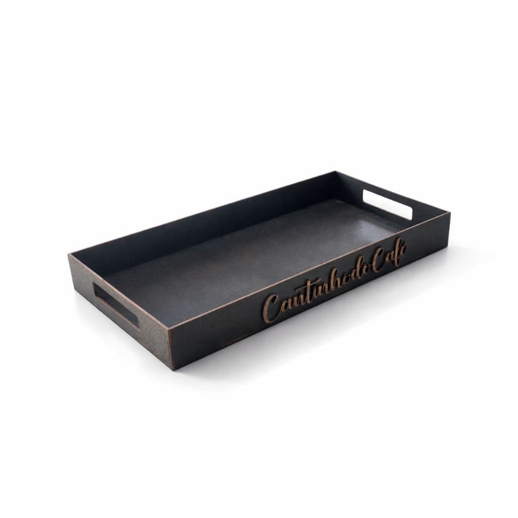 Bandeja Retangular Cantinho do Café MDF 40x20 cm com Alça – Decorativa e Organizadora