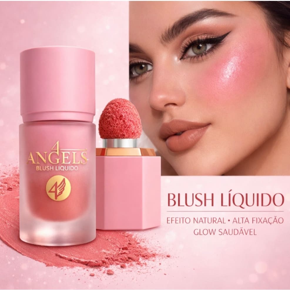 Blush Líquido 4 Angels – Efeito Natural, Longa Duração e Toque Aveludado