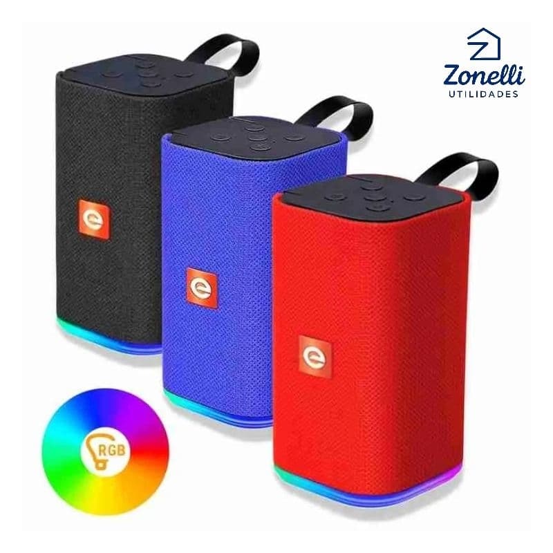 "Caixinha Portátil Caixa De Som Bluetooth Multimídia LED RGB Cs-m31btl  Potente Graves Rádio FM USB”