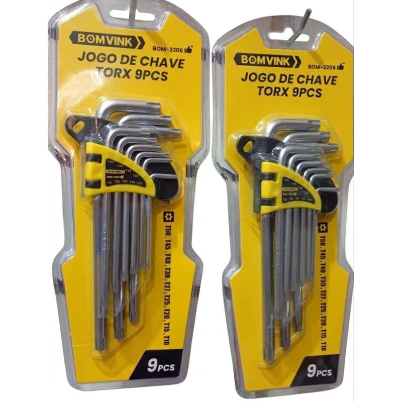 Jogo de Chave Torx 9 Peças Aço Resistente Profissional BOMVINK