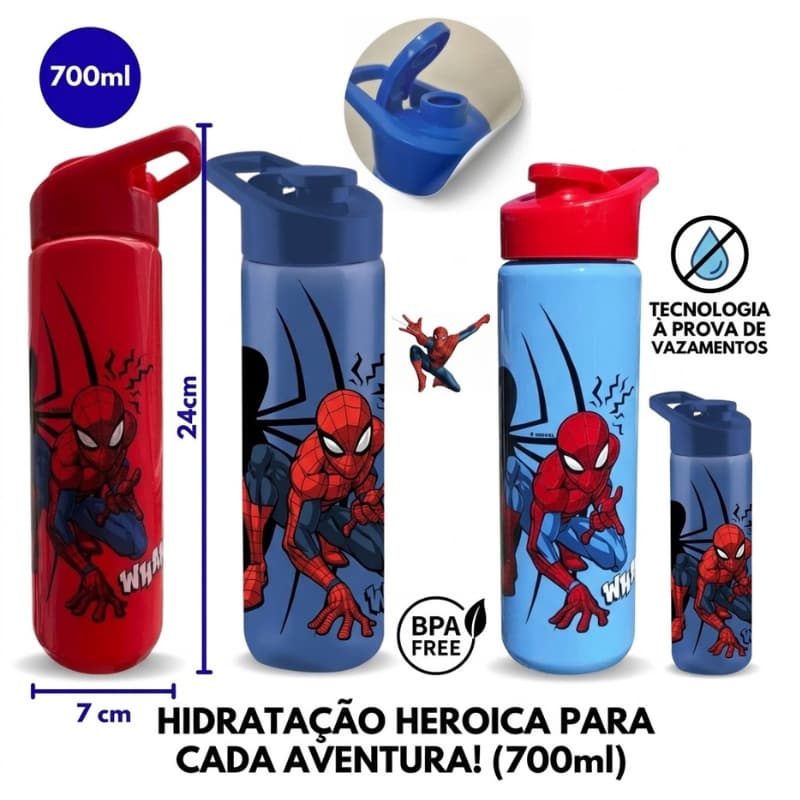 Garrafa Homem Aranha Infantil Agua Squeeze Escolar Passeio Menino Infantil