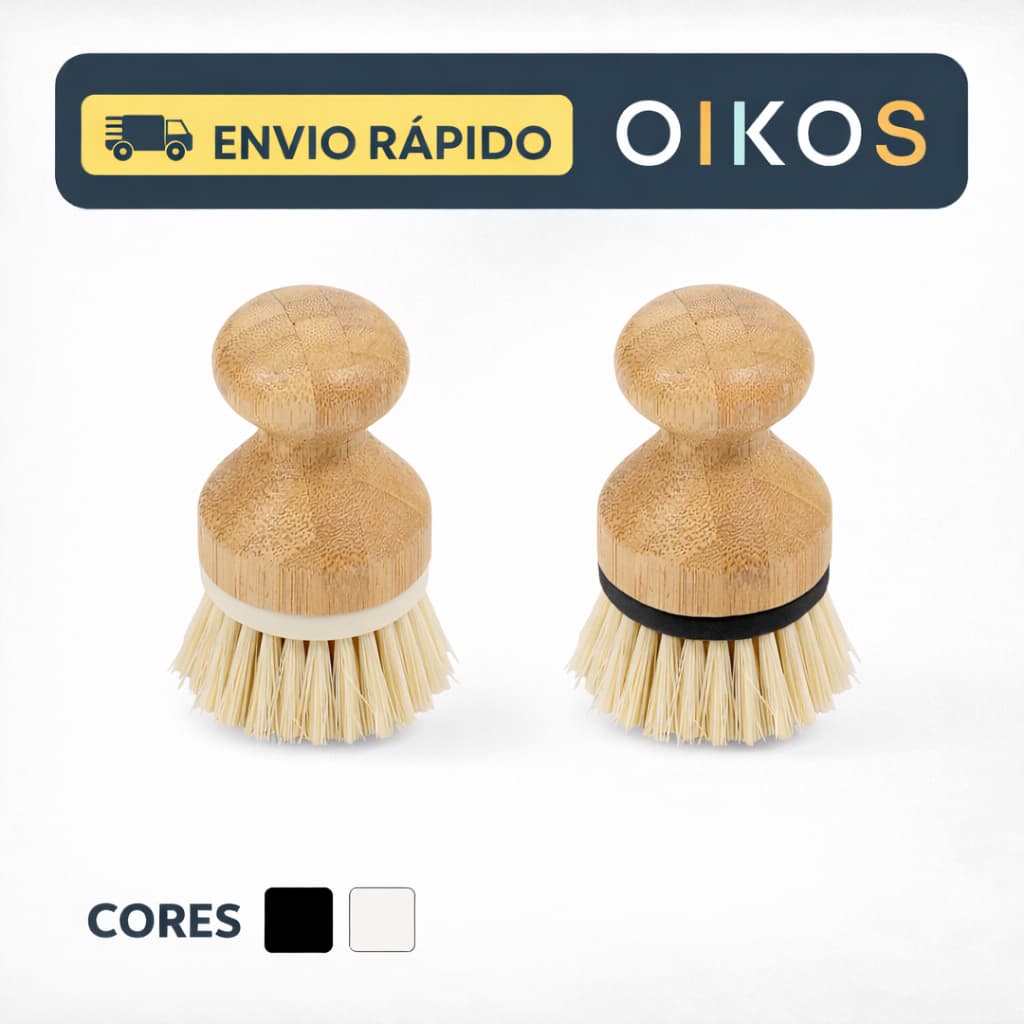 Escova de Limpeza Redonda Com Pegada De Bambu Sustentável Oikos