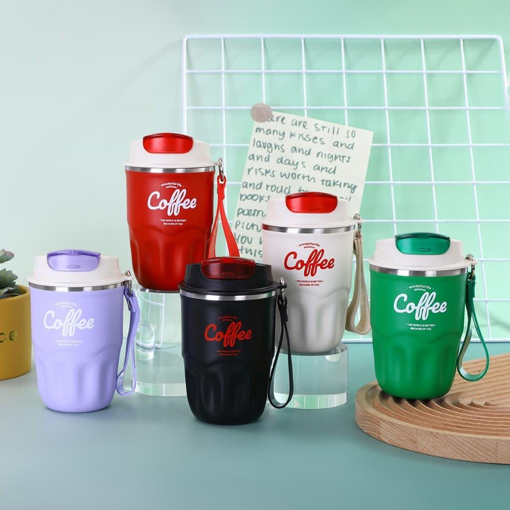 Copo Térmico Inox Portátil 360ml Café com Tampa Hermética Anti-vazamento
