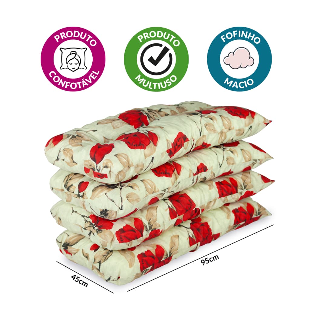 JOGO ALMOFADAS 95X45 4 UNIDADES PARA JOGOS DE CADEIRA BAMBU VIME QUALIDADE PREMIUM