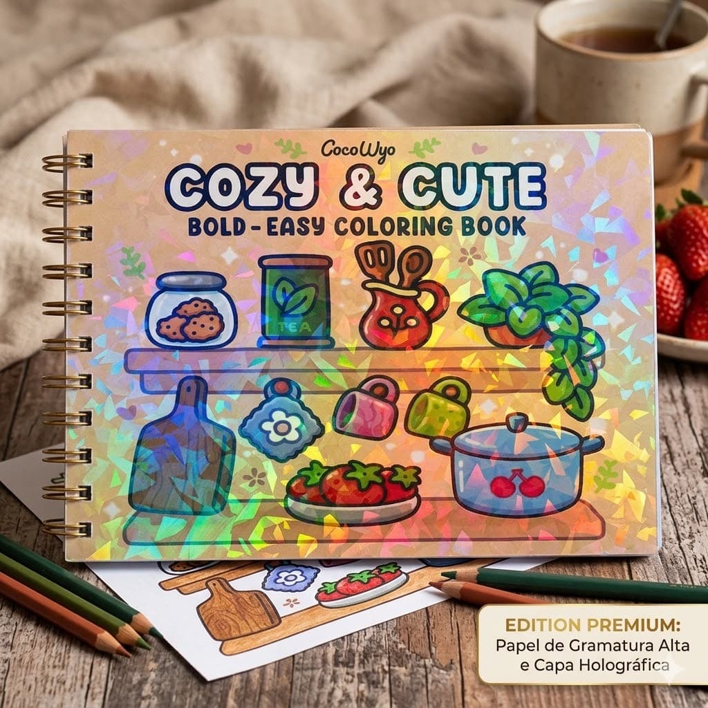 Livro de colorir antistress CocoWyo com capa holográfica Bege