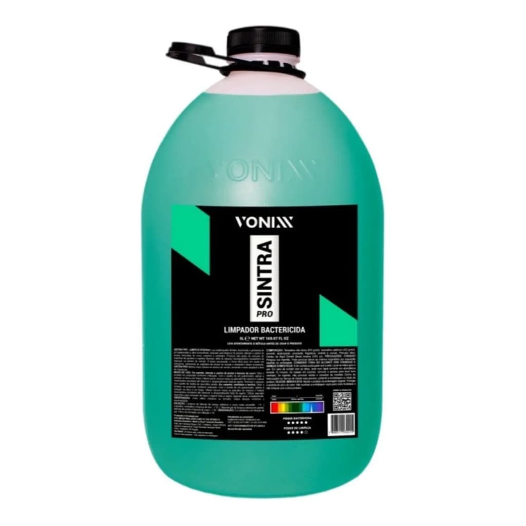 Limpador Bactericida De Interiores Veiculos Sintra Pro 5L Vonixx Painel Plastico Estofados Limpeza interna