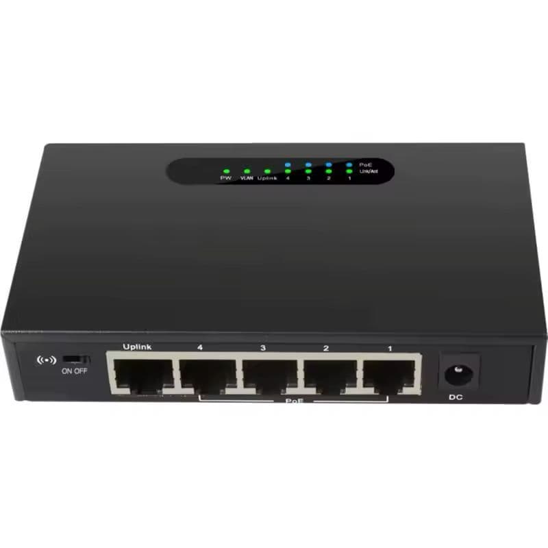 Switch PoE 4 Portas SMTAV + 2 Portas Uplink RJ45 Ethernet Fast para Câmeras IP e PTZ