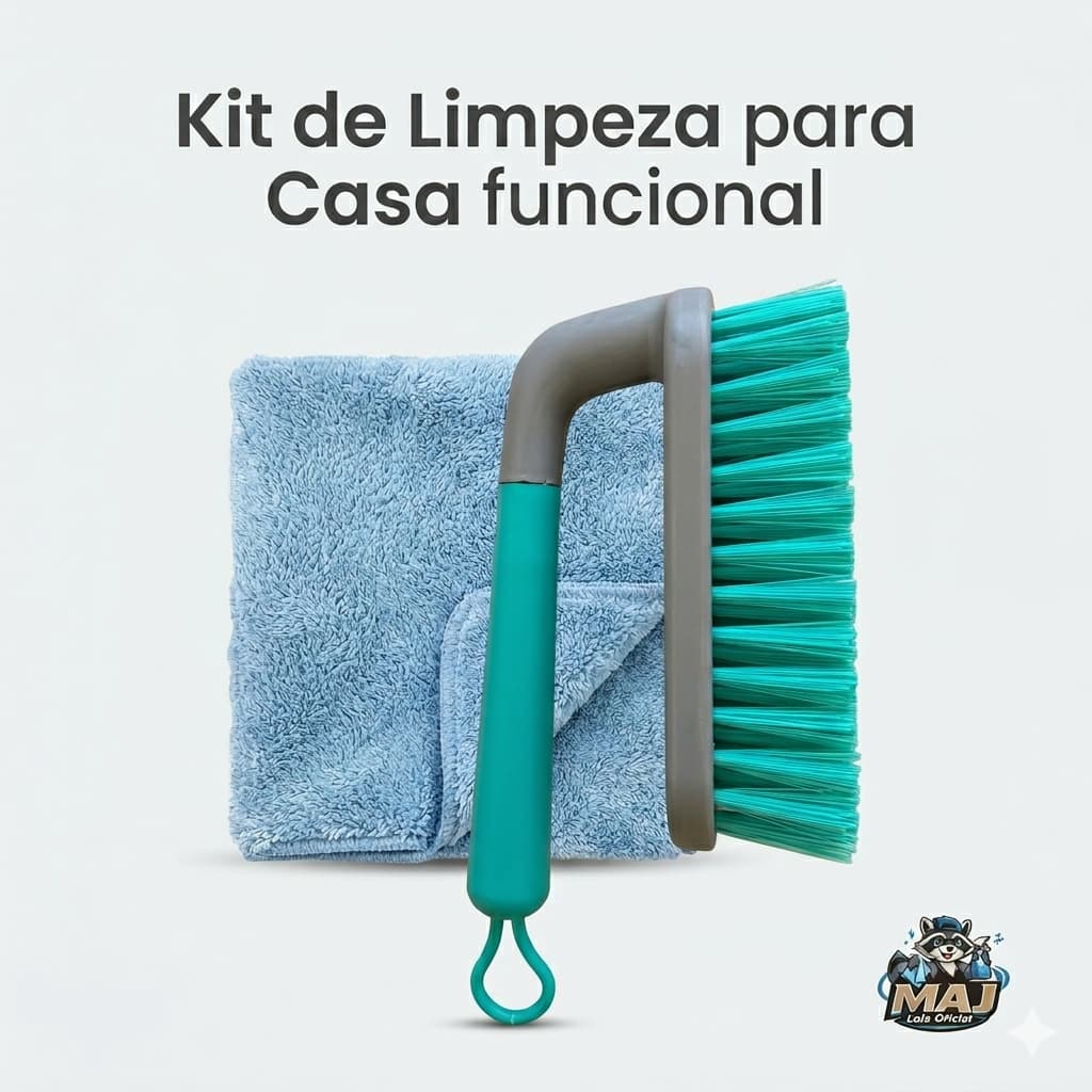 Kit Limpeza Multiuso Escova + Pano Microfibra Alta Absorção Pesada Cozinha Banheiro Azulejo Estofado