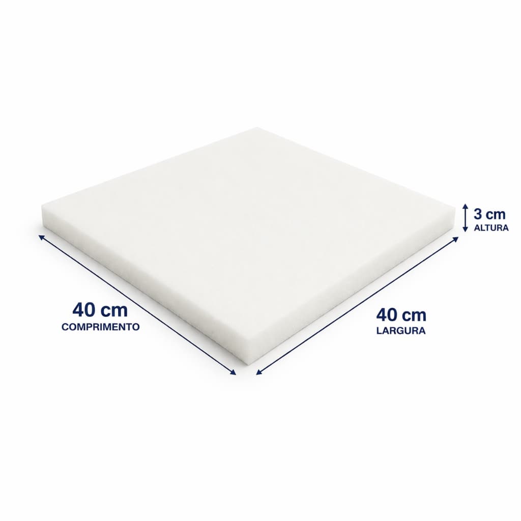 Espuma d33 40x40x3cm  para almofada de cadeira - kit com 6 unidades