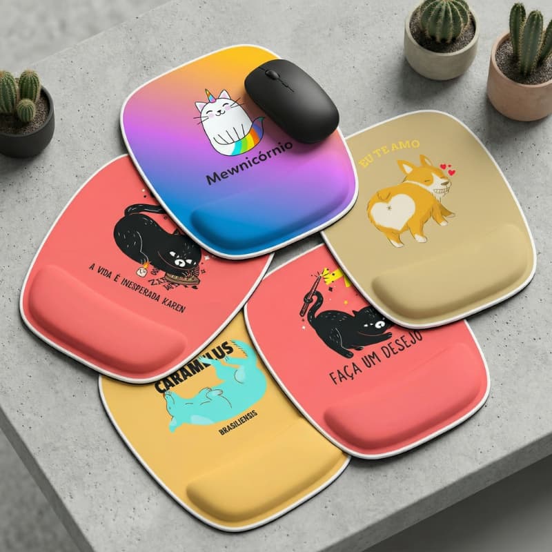 Mouse Pad Ergonômico com Apoio de Pulso | Mousepad Divertido com Frases Engraçadas e Animais | Base Antiderrapante