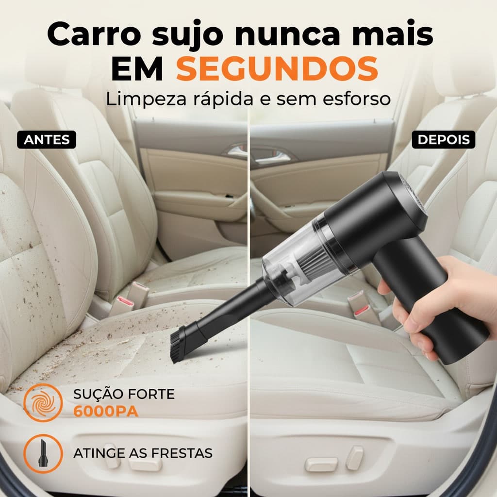 Aspirador Automotivo Portátil Potente Sem Fio Recarregável USB Mini Aspirador Carro