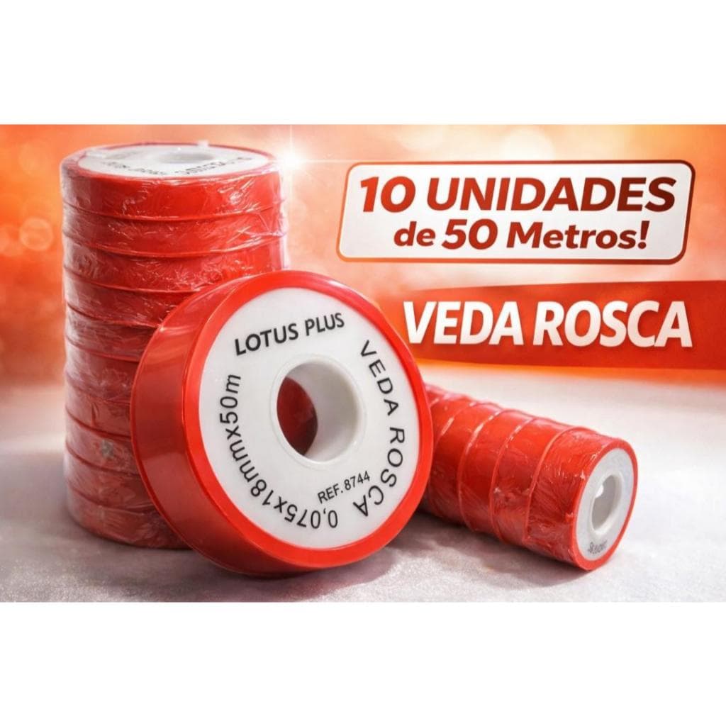 10 Unidades De Fita Veda Rosca 50 METROS | 8744