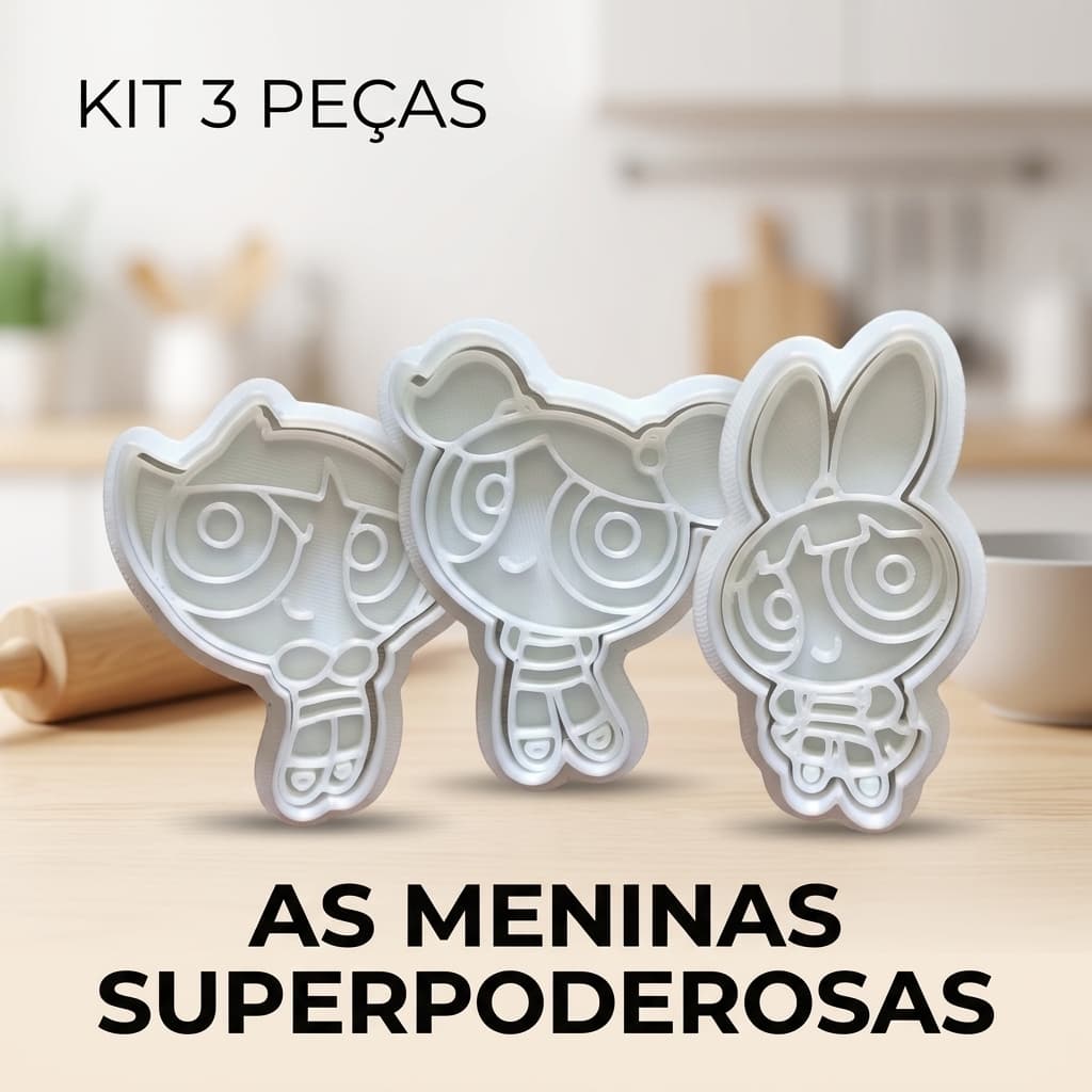 Cortador Biscoito Kit As Meninas Superpoderosas Confeitaria Fondant Pasta Americana Alta Precisão