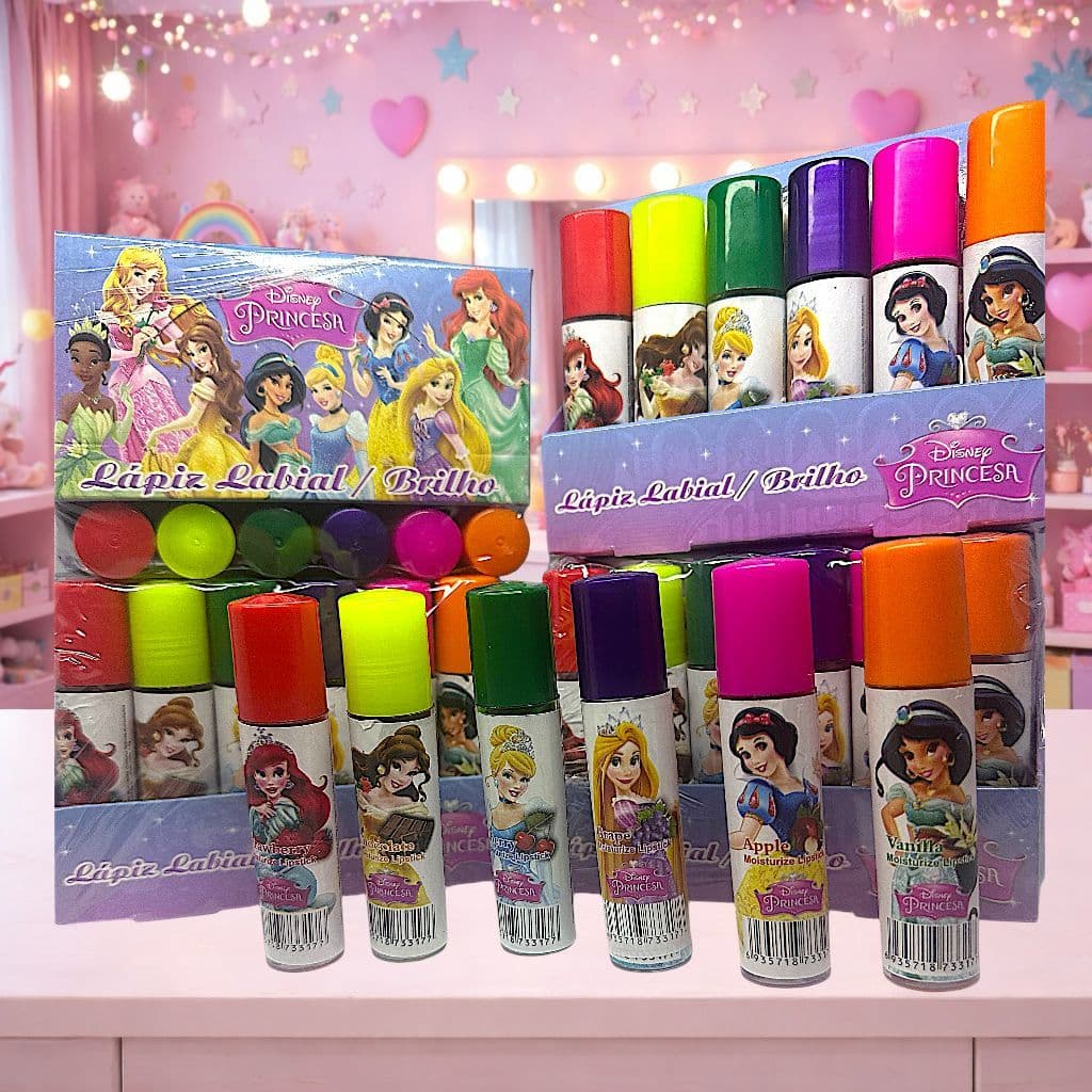 Kit C/6 Brilho Labial Infantil Princesas