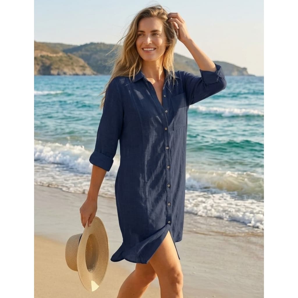 Saída de Praia Camisa Chemise Feminina Moda Verão Chic Lançamento Premium Tendência  Luxo