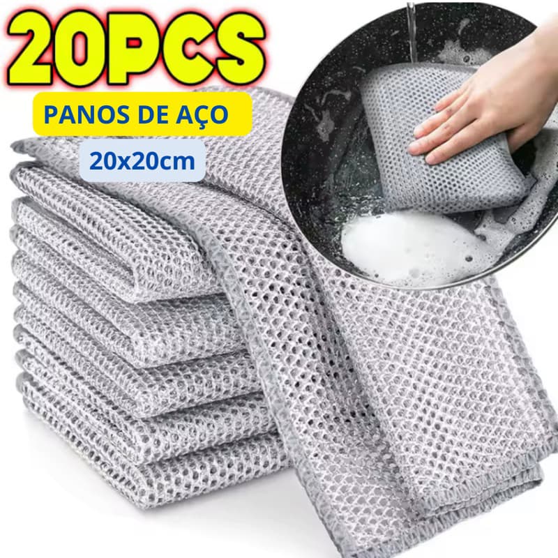 Kit Pano De Limpeza Multiuso De Aço Reutilizável Cozinha Grelha Panelas Fogão