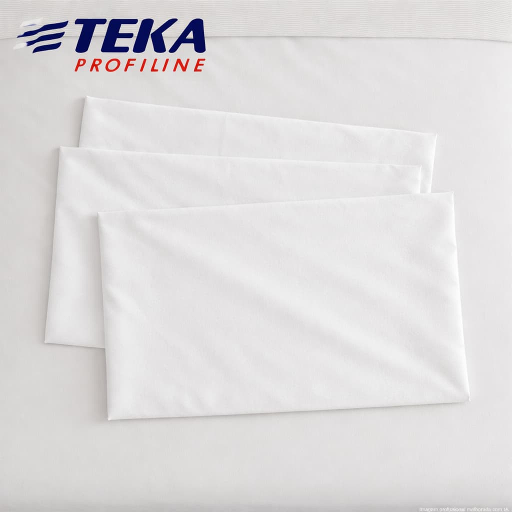 Kit 3 Fronhas Brancas 200 Fios 100% Algodão Sem Abas Teka Imperial Plus Hotel Pousada Macia Casal