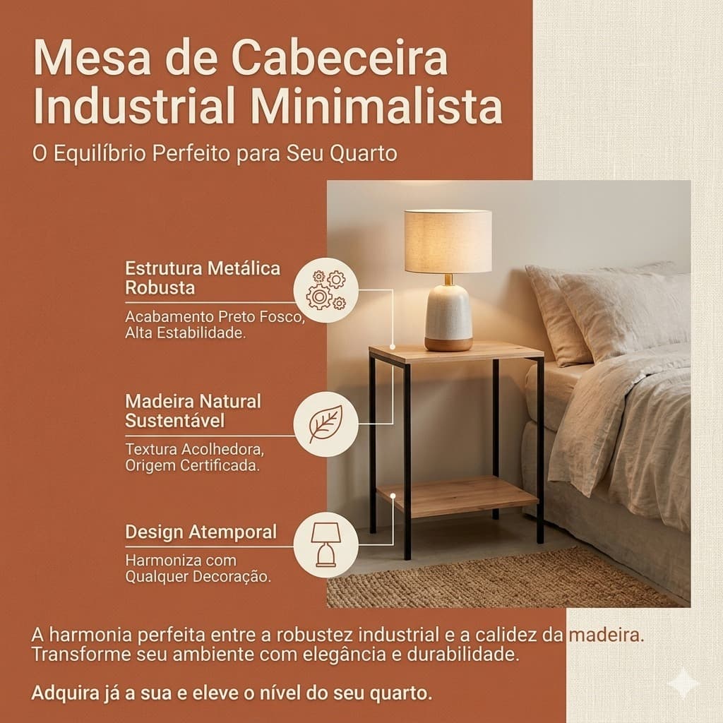 Mesa Lateral de Apoio Industrial Com Estrutura em Aço - Envio imediato