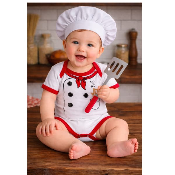 Body Bebê Temático Fantasia Infantil - Chef De Cozinha