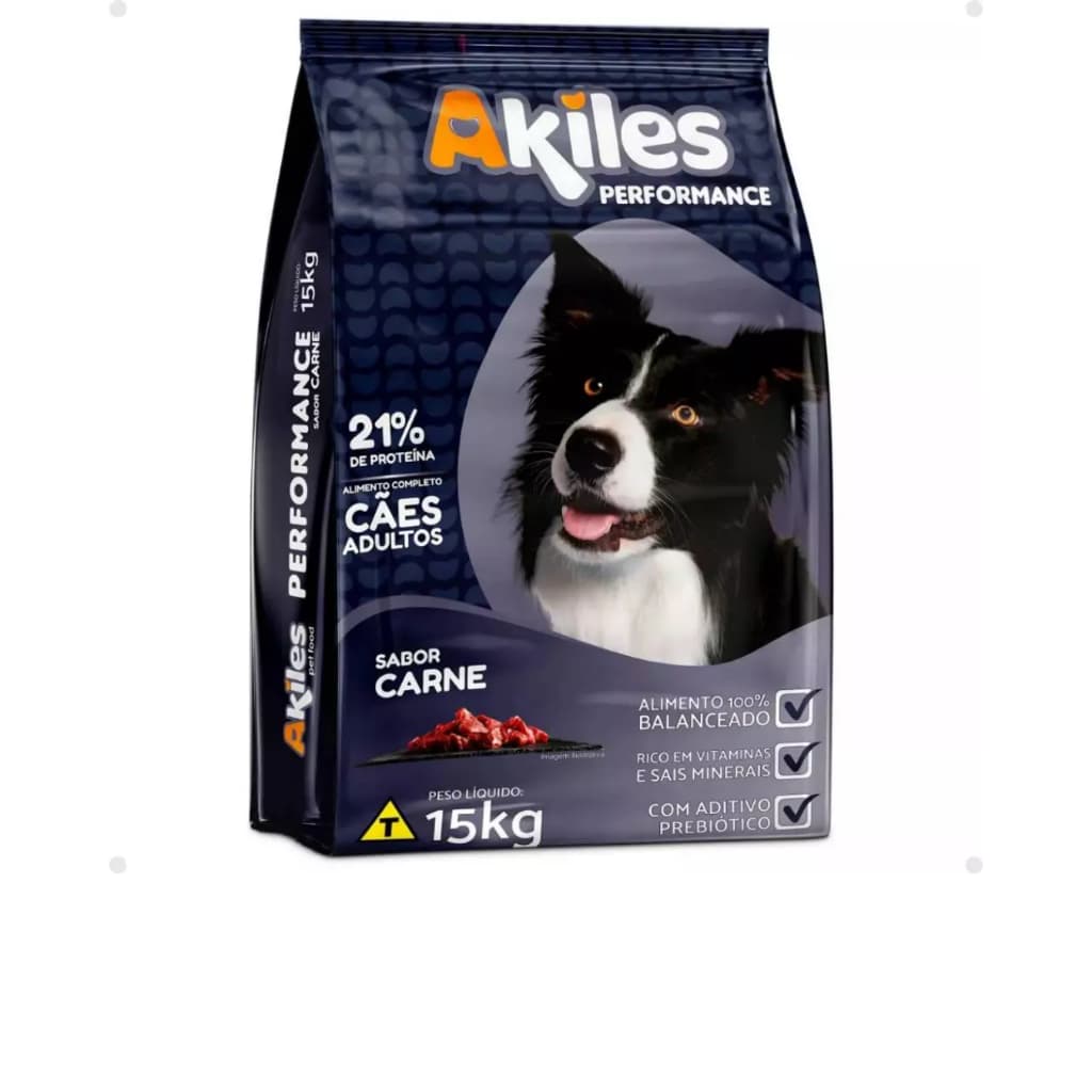 Racão para Cães Akiles 21% Performance Sabor Carne