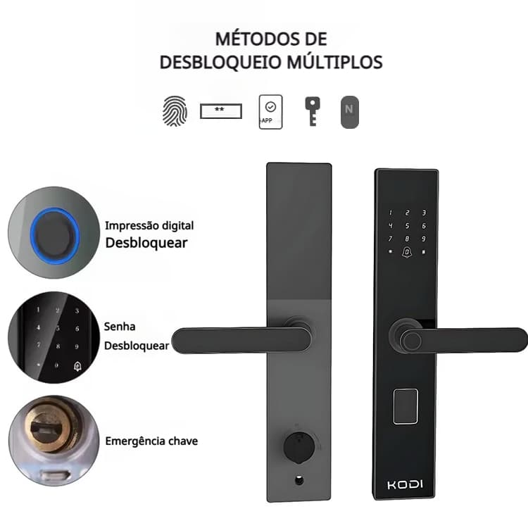 Fechadura Eletrônica com Senha Touch, Biométrica, Cartão e Chave – Desbloqueio Inteligente Moderno  M15