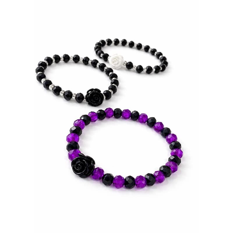 Pulseira Pombogira, Maria mulambo, Rosa negra, Padilha das almas, Rosa caveira, Missanga de vidro facetado | CRUZADA