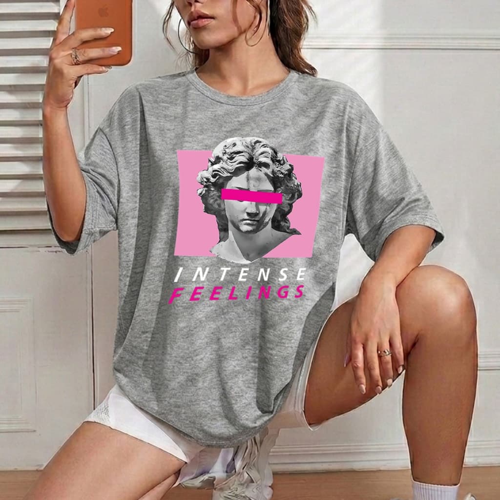 Blusa Feminina Intense T-shirt Despojada Camiseta Urbana Camisa Confortável Crt Unissex