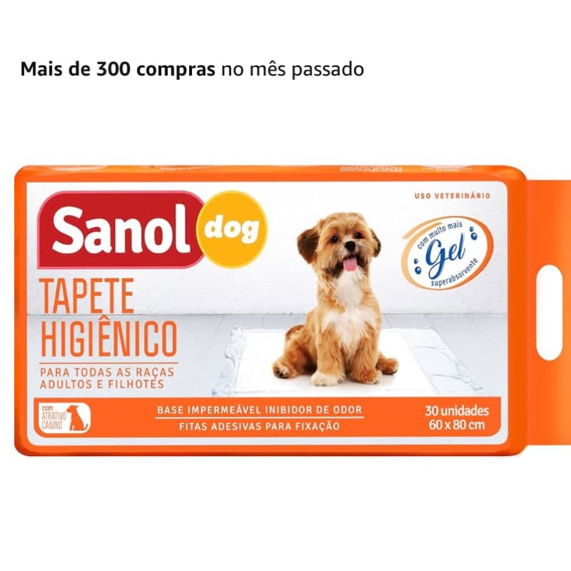 Tapete Higiênico Descartável Sanol  Para Cães 30 Unidades Branco Tamanho Total 60Cm X 80Cm Tamanho De Absorviçã