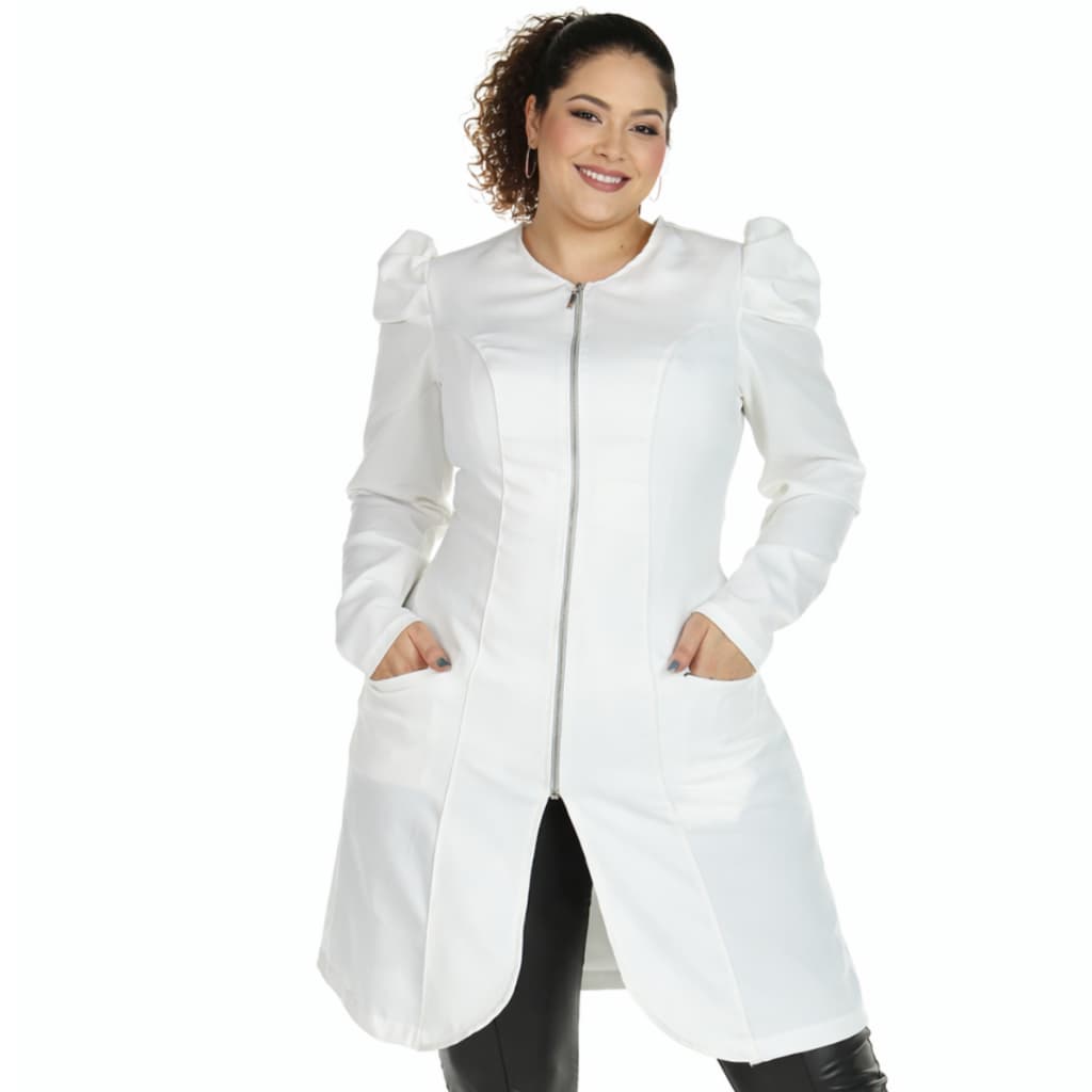 Jaleco Feminino Plus Size Manga Longa Princesa Acinturado Profissional Várias Cores