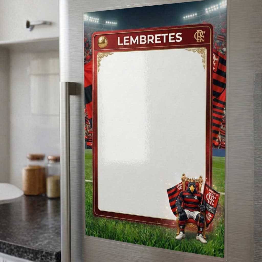 Lousa magnética lembretes tema time de futebol, imã de geladeira - Com caneta