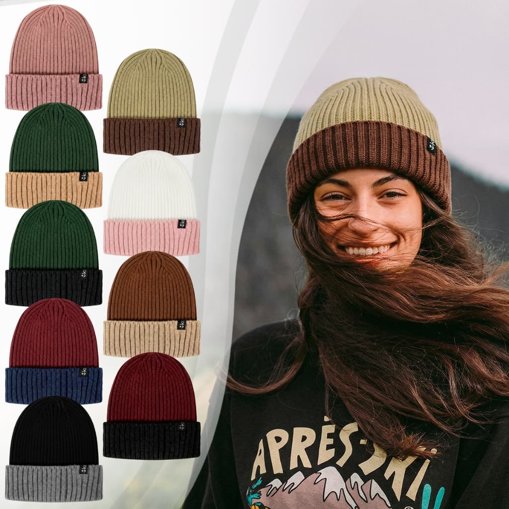 Touca Inverno Feminino Masculino Gorro Canelado Adulto de Lã Quente Tricô Macio Duas Cores Básico
