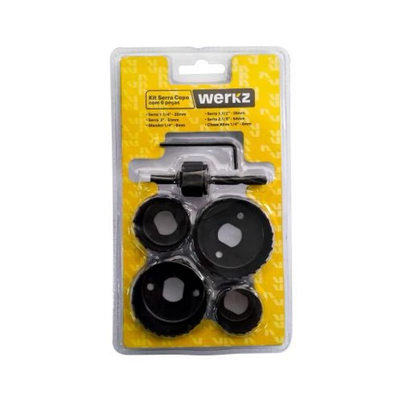 kit jogo 6 peças serra copo madeira werkz