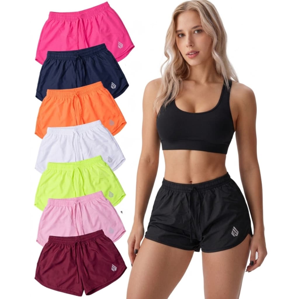 Kit Com 2 Shorts Tactel Academia Cross Fit Corstura Reforçada Plus Size