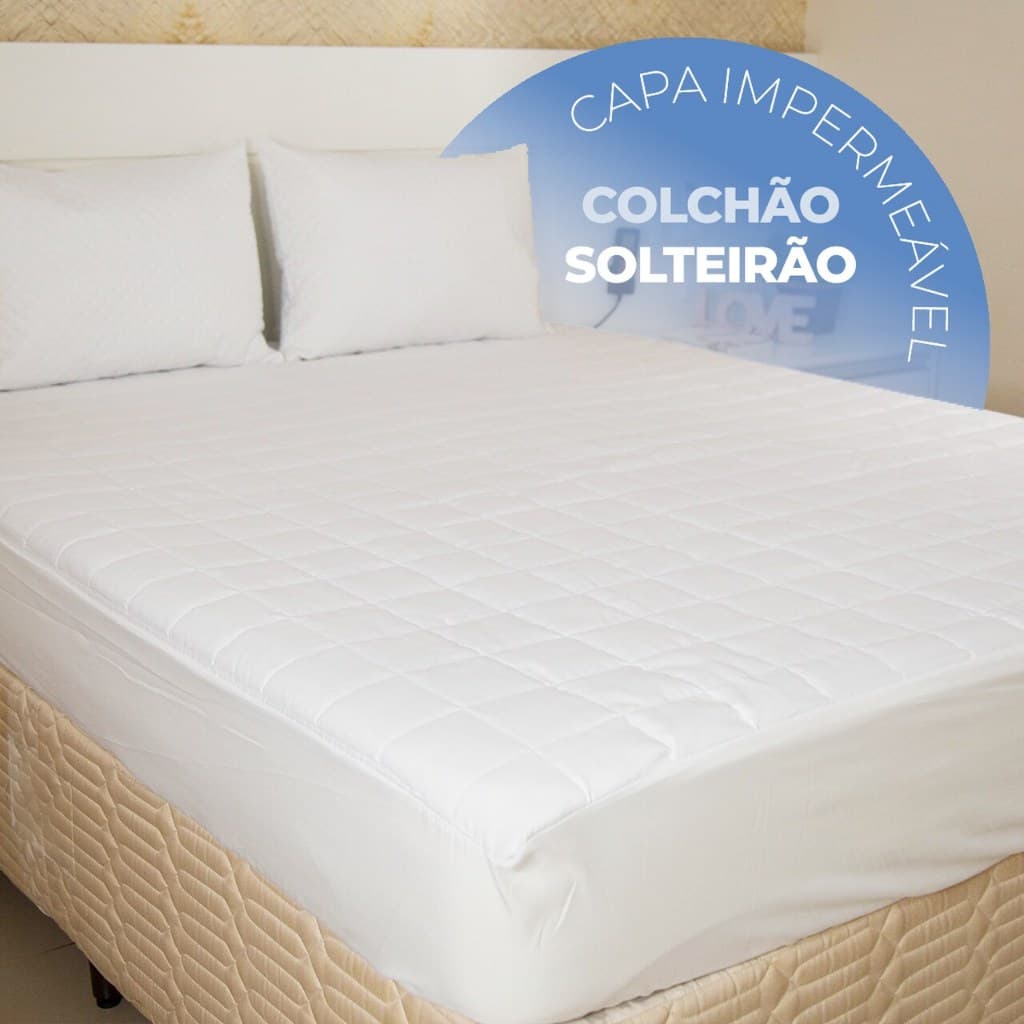 Capa Protetora de Colchão Impermeável Solteirão Antiácaro Antialérgica Silenciosa Com Elástico