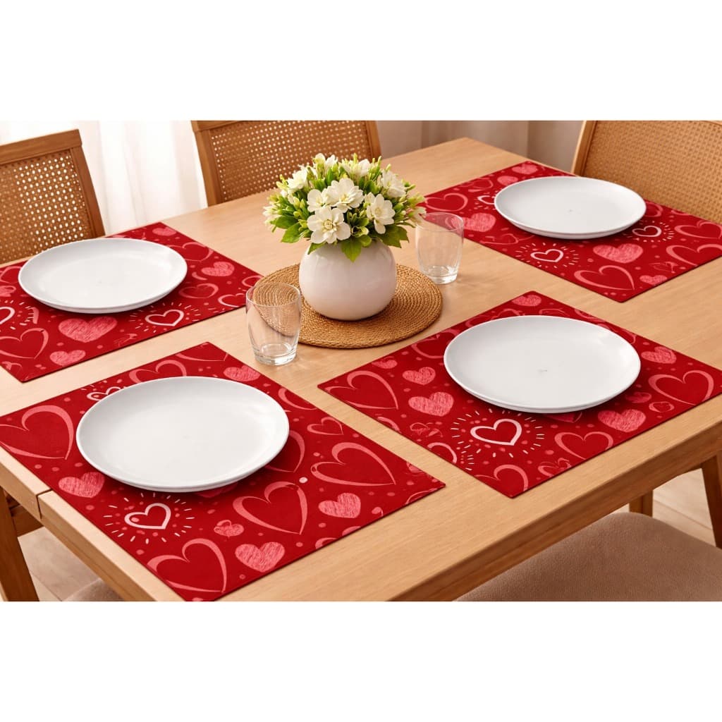 Jogo Americano Premium 4 Peças em Tecido Sublimado Namorados | Mesa Posta Elegante | Jogo Americano Moderno
