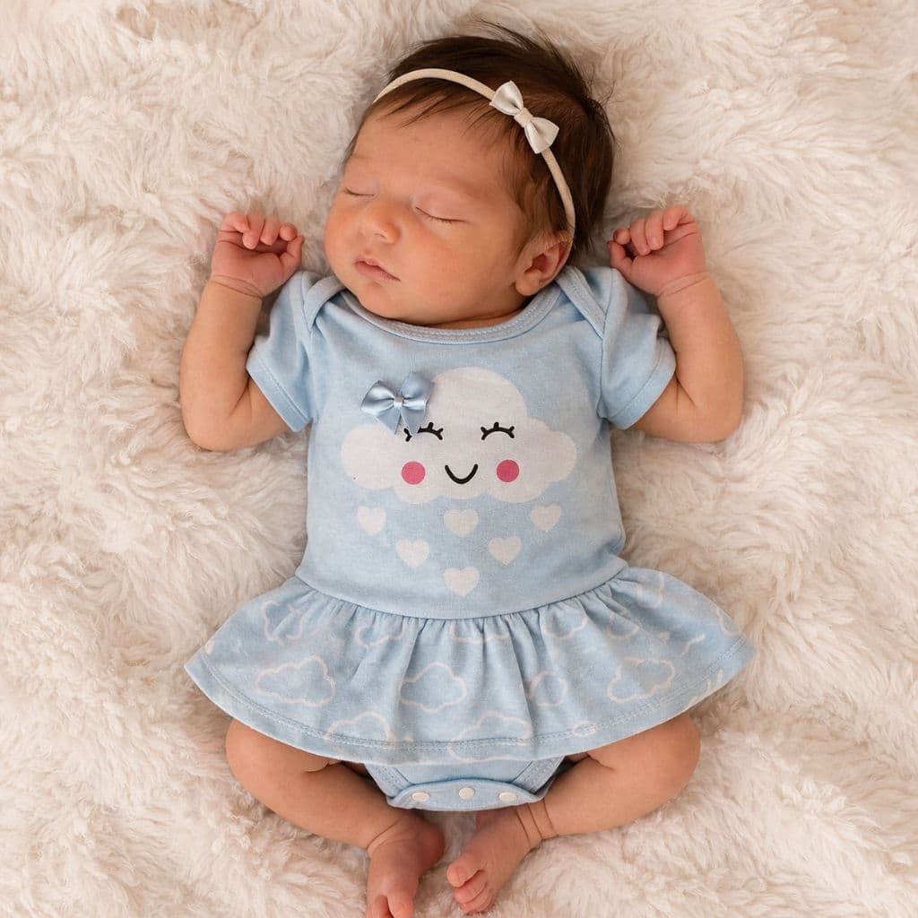 Body Saia Bebê Menina 100% algodão  - 0 á 3 meses