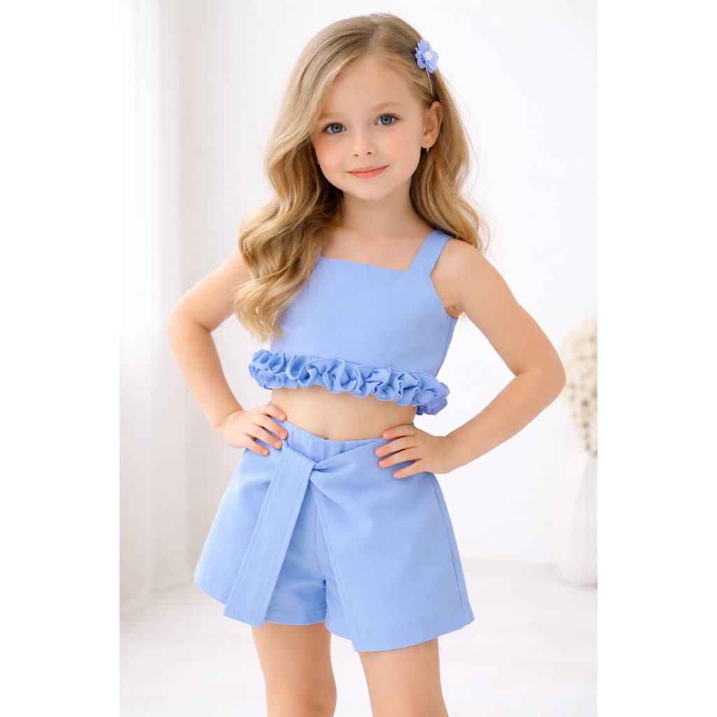 Conjunto Alfaiataria Infantil Menina 4 ao 16 / Moda Blogueirinha Conjunto Menina Rosa Azul Amarelo