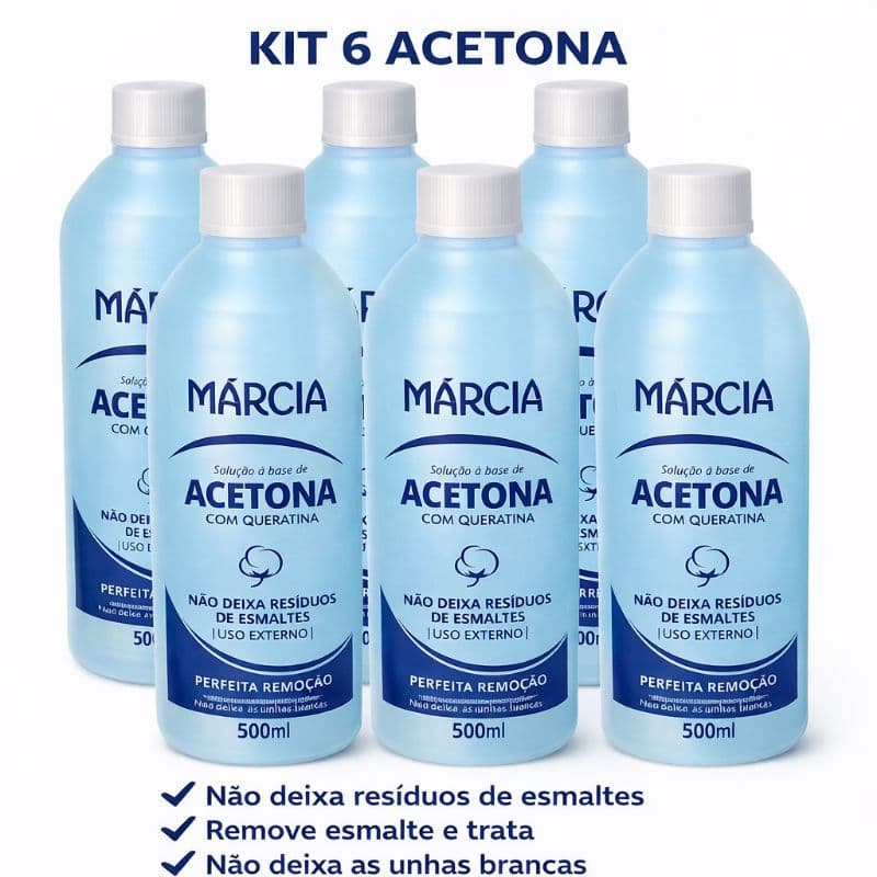 KIT 2 A 6 ACETONAS MÁRCIA 500ML REMOVEDOR DE ESMALTE PROFISSIONAL MANICURE PEDICURE SALÃO DE BELEZA