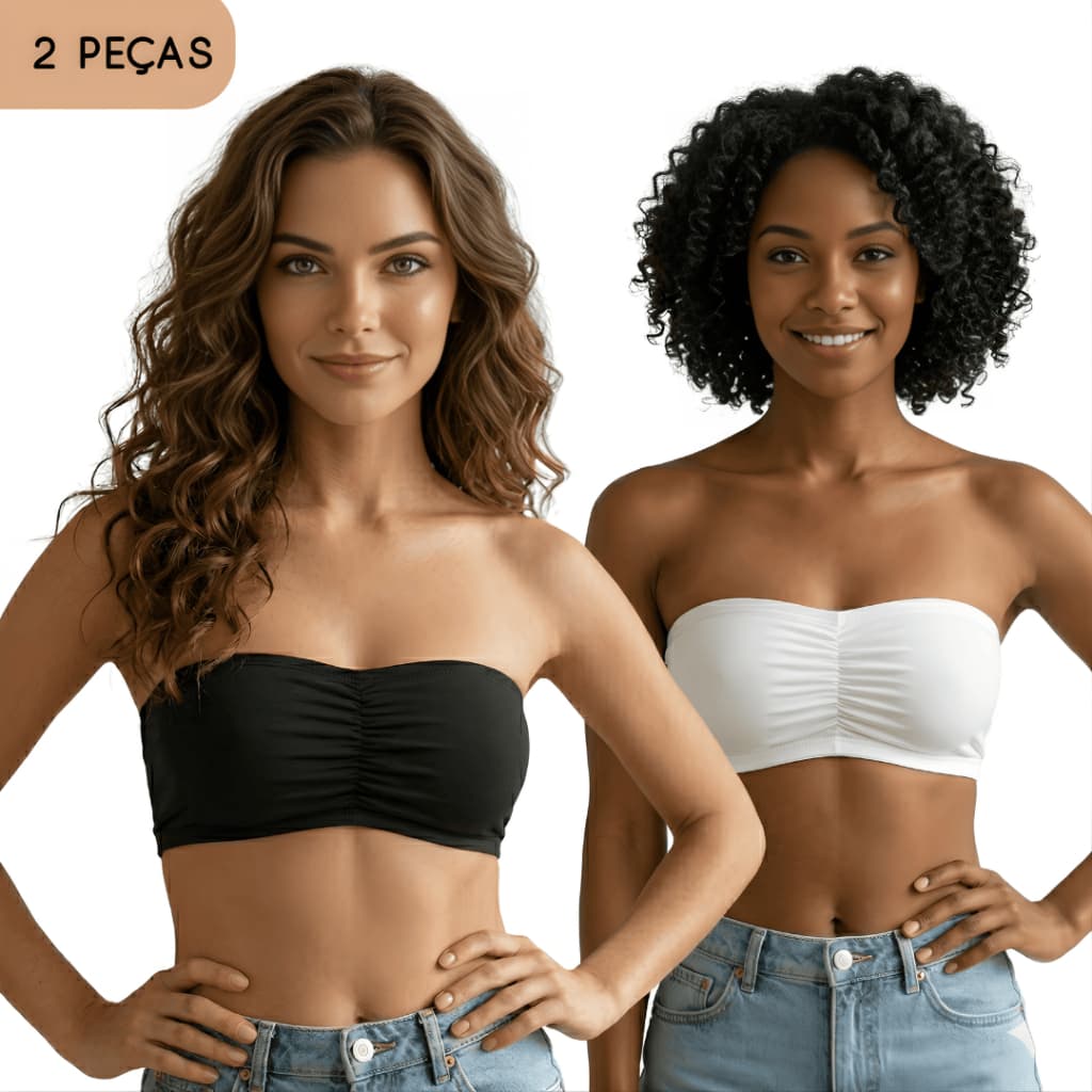 Kit 2 Sutiã Tomara que Caia com Bojo Removível Sem Alça Top Faixa