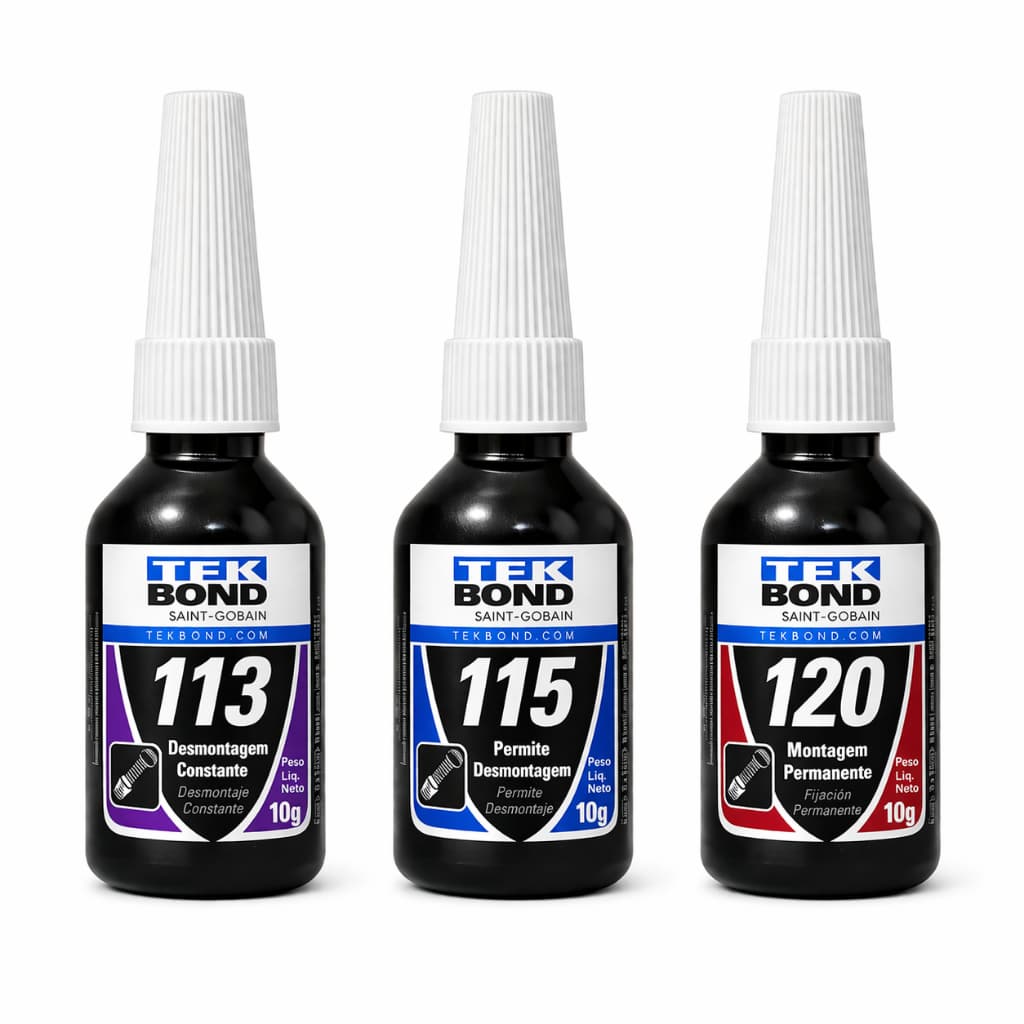 Kit 3 Trava Parafusos Tekbond 113 115 120 Fixador Rosca Alta Média Baixa Resistência 10g Manutenção