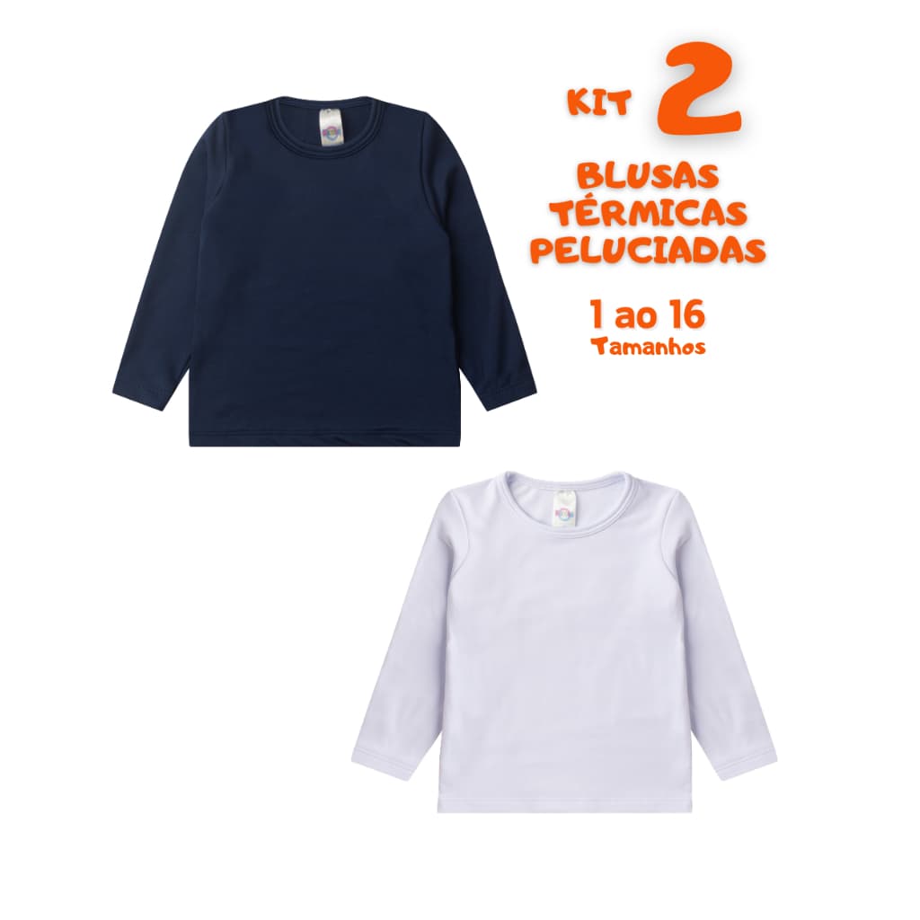 2 Camisa Infantil TERMICA PELUCIADA Proteçao Inverno Juvenil Segunda Pele Quente