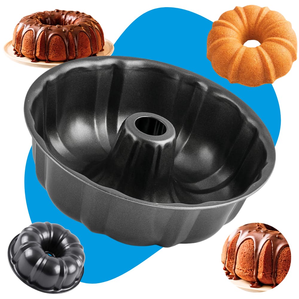 Forma Assadeira Bolo Pudim Antiaderente Teflon Redonda Furo Central 24cm Antiaderente Para Bolo E Pudim