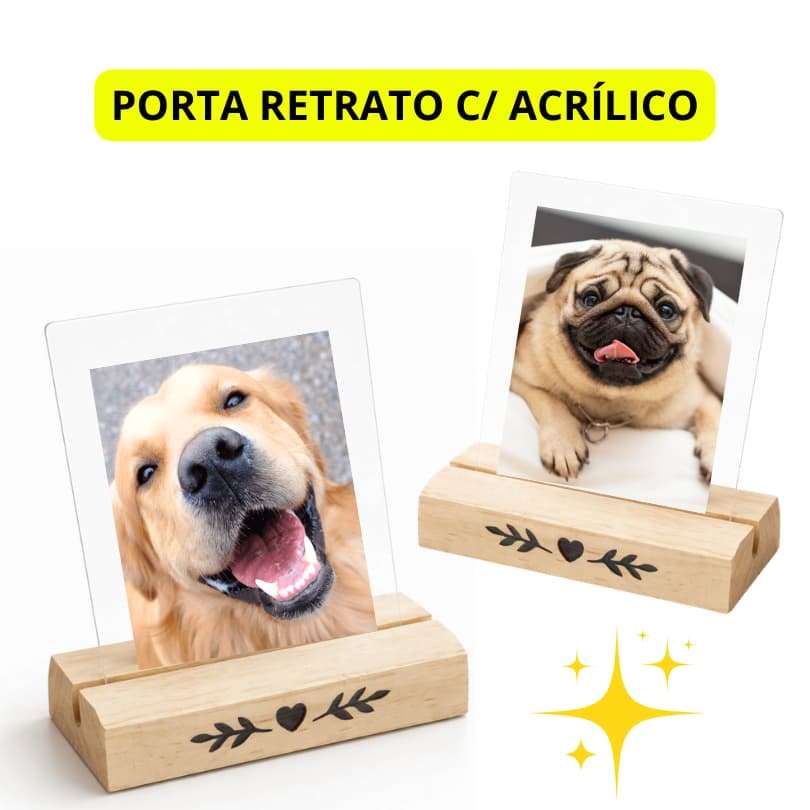 Quadrinho Foto Polaroid Porta Retrato Madeira Pinus Decoração Presente Placa Acrílico