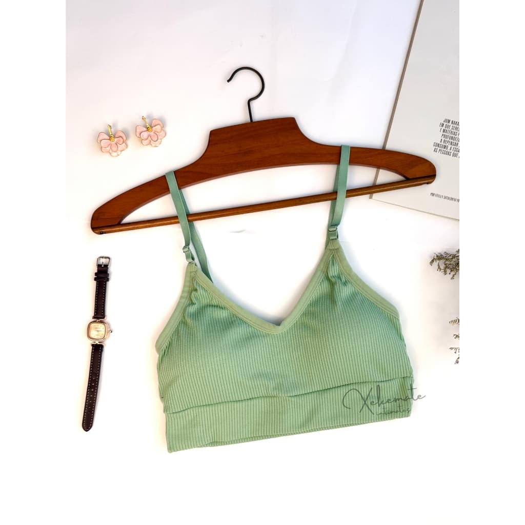 Kit Top Canelado Sutia com Bojo Removivel Alças Ajustaveis Topper Fitness